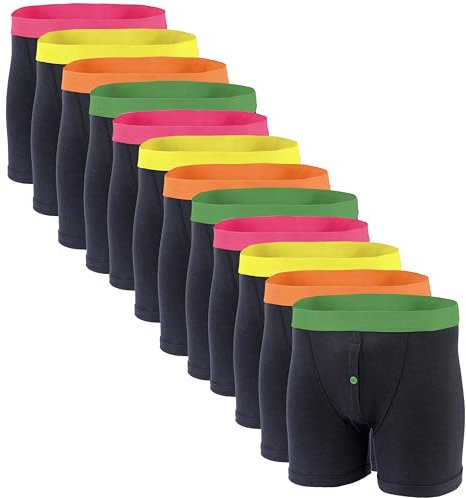 Sockstack 12 Pairs Mens Boxer Shorts Designer Black Fashion Band Underwear X Large (38-40)