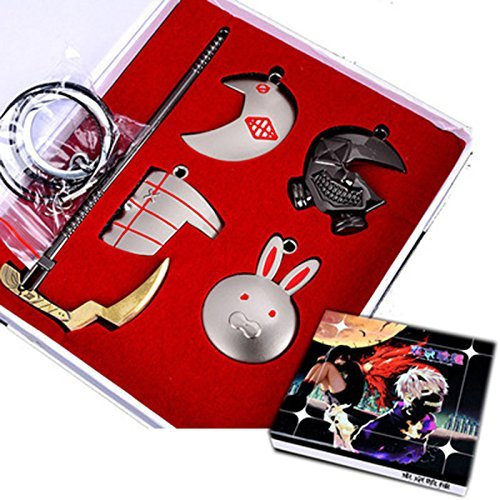 5 x Anime Tokyo Ghoul Waffe Kaneki Ken Schlüsselanhänger Metall Halskette Cosplay Anhänger Geschenk