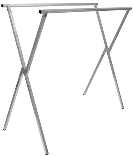 EYEPOWER klappbarer Kleiderständer 2 Aufhängestangen Garderobenständer Wäscheständer 150cm lang Mehrzweckstand 100% Metall Silber