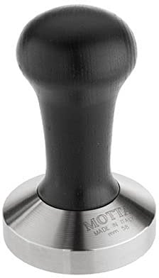 Motta 8100/B Tamper aus Edelstahl, planar mit schwarzem Echtholzgriff, 58 mm