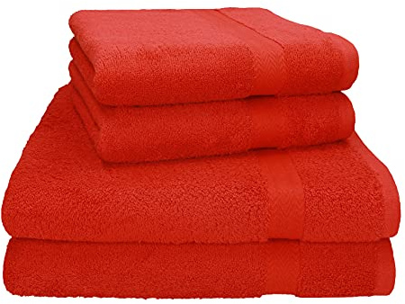 Betz Premium Handtuch Set 4-teilig – 2 Duschtücher 70×140 cm & 2 Handtücher 50×100 cm, 100% Baumwolle 470 g/m², saugstark & weich, Oeko-TEX® Farbe rot