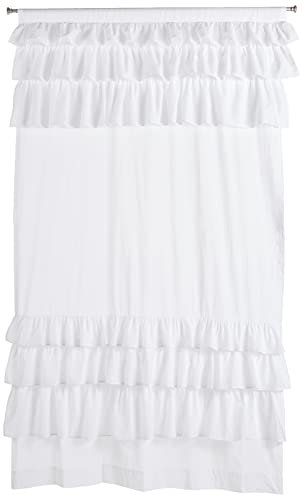 Madison Park WIN40-140 weiße Vorhänge für Wohnzimmer, Landhausstil, mit Rüschen, Schlafzimmer, solide Anna-Voile, 127 x 213 cm, 1 Stück