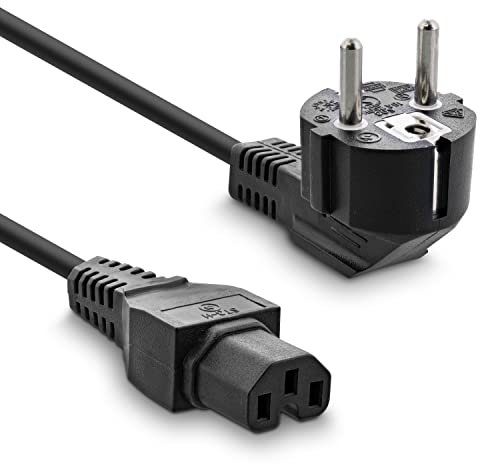 InLine Netzkabel, Schutzkontakt gewinkelt auf Warmgerätestecker C15 (IEC-60320) gerade, Typ H05RN-F, schwarz, 2m, 16810D