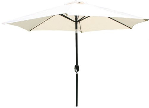 CHARLES BENTLEY Outdoor, Garden, Metal, Patio, Large Umbrella Parasol With Crank & Tilt, 38mm Pole, Cream, Waterproof, Sunshade, Free Standing, Tilt Function, Crank Winding System, Steel (235.5x270cm)