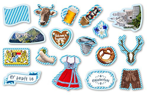 XXL-Großkonfetti * Bayern * mit 51 großen Konfetti-Teilen für eine Motto-Party // Party Kinder Konfetti Deko Motto Bavaria Oktoberfest Wiesn Lederhose Brezel, u.a.