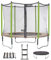 Kangui - Trampoline de Jardin 305 cm + Filet + échelle + bâche + kit d'ancrage JUMPI Taupe/Vert