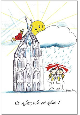 Grußkarte Köln Et kütt wie et kütt Postkarte Engel am Dom Klappkarte Grundgesetz