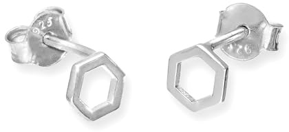 925 Sterlingsilber Hexagon Kontur Ohrstecker