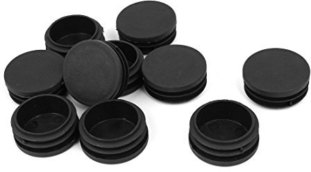sourcingmap 42mm Dia Plastic Blanking End Cap Round Ribbed Tube Insert Black 10pcs