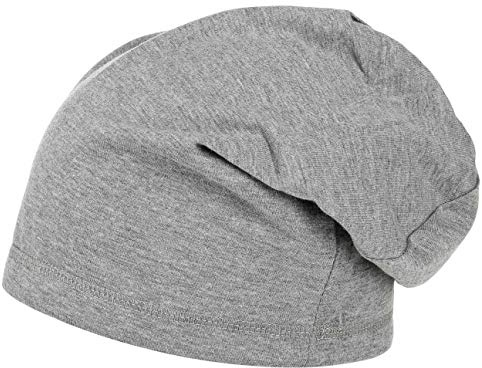 Lipodo Boston Oversize Jerseymütze Beanie Pull On Herren und Damen Sommer Winter grau One Size