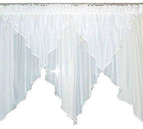 TOP Fertig-Gardine aus Voile NEU Top Design Set Schöne Küche-Gardine mit Kräuselband AG15-B Modern (Besatz Violett)