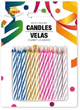 24 Bunte Kerzen für Geburtstage und Partys (Maße 0,5 x 6 cm)