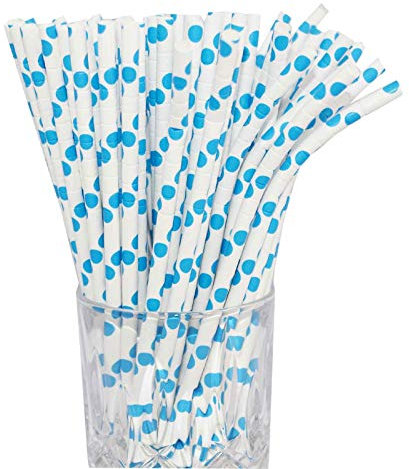 LUXENTU Paille Papier - 100, 300, 500 ou 1000 Pièce - (100, Bleu Clair/tacheté/avec pli)