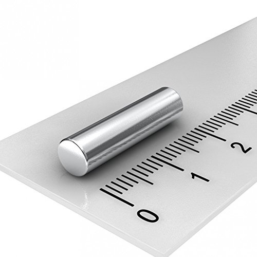 20 x Neodym Stabmagnet, 5 x 20 mm, Grade N45, vernickelt, zum Basteln, für Kühlschrank und Whiteboard