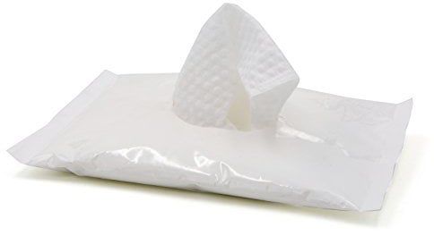 Feuchter Einweg Waschhandschuh, weiß, Spinnvlies, Med-Comfort: genoppter, feuchter Einmalwaschlappen mit milder Aloe vera Waschlotion als praktischen Einwegartikel kaufen.