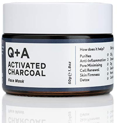 Q+A Activated Charcoal Mask. A detoxifying Charcoal cosmetic mask to cleanse and purify skin. 50g/1.8oz
