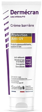 SORIFA - Dermécran – Crème barrière - Protection ANTI-UV – Soudure – Produits photo-sensibilisants – Mains, visage et corps – Haute tolérance – Tube 125 ml.
