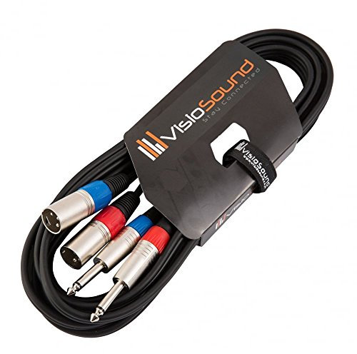 VisioSound 2 x Male XLR to 2 x 6.35mm 1/4 Mono Jack Twin Lead/Audio Signal Patch Cable 5m