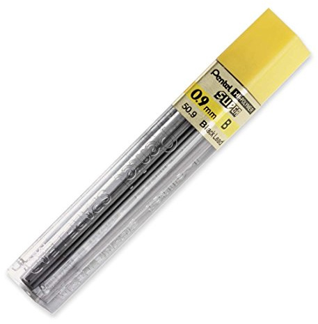 Pentel Hi-Polymer Lead, 0.9 mm, Bold, Black (50-9-B) by Pentel