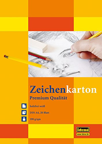 Zeichenkarton, DIN A4, 20 Blatt, 190g/m², holzfrei weiß