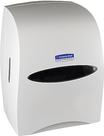 Kimberly-Clark Sanitouch Papierhandtuchspender für harte Rollen (09991), freihändiges Ziehen, Weiß