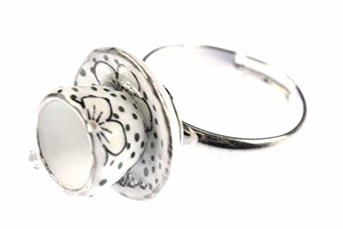 Miniblings Kaffeetasse Teetasse Tasse Kaffee Ring - Kaffeetasse Teetasse Tasse Kaffee - Handmade Modeschmuck I Fingerring mit Motiv I verstellbar one Size