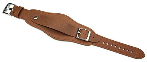 Sulla 22mm Pilotband auch für Feste Stege Leder Uhrenarmband Flieger mit Deckelschutz Braun