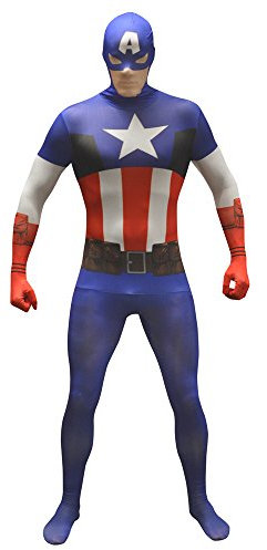 Official Captain America Basic Morphsuit Fancy Dress Costume - size Large - 5”5-5”9 (163cm-175cm)