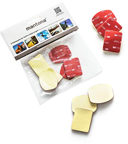 Mantona Adhesive Pads for GoPro Camera (6 Piece) for flat and rounded surfaces