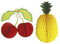 NET TOYS Waben Deko Frucht Wabenball Partydeko Kirsche-Ananas Papierwabe Tischdeko Obst Raumdeko Bunte Papierdeko Mottoparty Dekoration