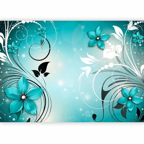 murando - Vlies Fototapete Blumen Abstrakt Türkis 400x280cm - Foto Tapete Schlafzimmer Wohnzimmer Moderne Vliestapete XXL Wandtapete Motivtapeten 3d Effekt Wand Dekoration - Ornament blau b-A-0044-a-c