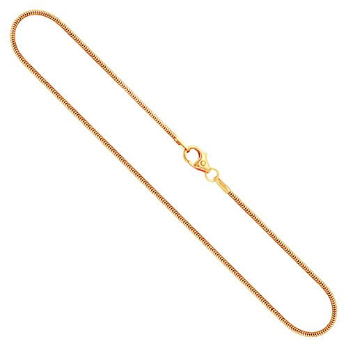 EDELIND Goldkette 585 Gold Halskette 1,2 mm Länge 45cm Kette Gelbgold ohne Anhänger Schlangenkette Echtgold mit Schmuck Geschenk Box Made in Germany