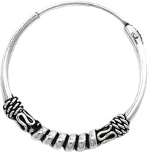 NKlaus Einzel 925 STERLING SILBER Keltische Bali Feine Wikinger Creole 18mm Ornamentik 7085