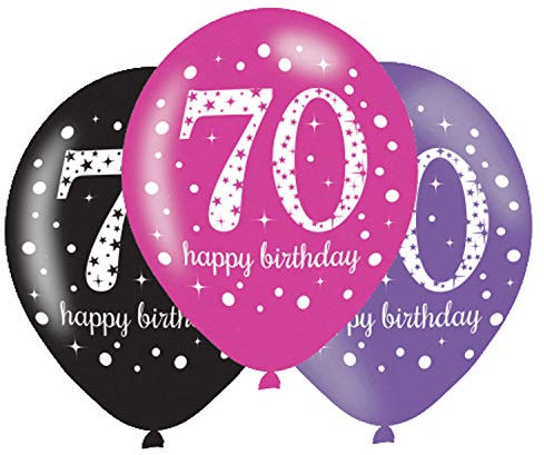 Amscan 9900723 - 6 Latexballons Pink Celebration 70 Jahre 27,5 cm / 11, Luftballon