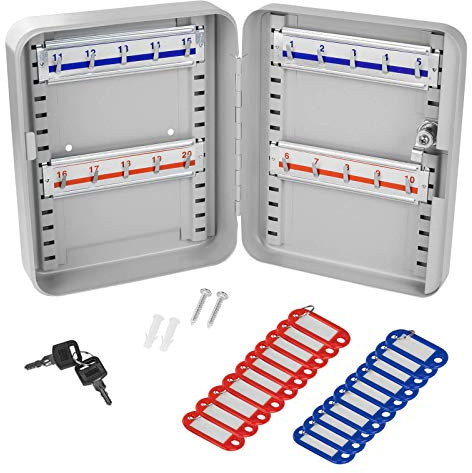 DEMA Schlüsselkasten DSK20 Schlüsselschrank, Schlüsselbox mit 20 Haken, Robust, Sicher, Platzsparend, für Haus, Büro, Werkstatt, Garage, Schlüsselorganisation