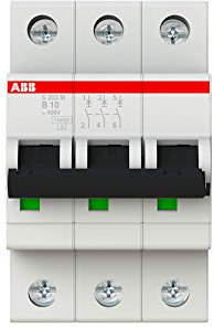 ABB Protecta Plus S203M-B10 Miniature Circuit Breaker • 3 Pole • 10A Type B • 440V AC / 12V DC • 10kA Breaking Capacity • DIN Rail Mount • System pro M Compact • Industrial MCB • 2CDS273001R0105