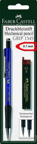 FABER-CASTELL 133496 - Druckbleistift GRIP inklusive 12 Minen, Härtegrad: B, Minenstärke: 0,5 mm, Schaftfarbe in verschiedenen Farben erhätlich, keine Farbauswahl möglich