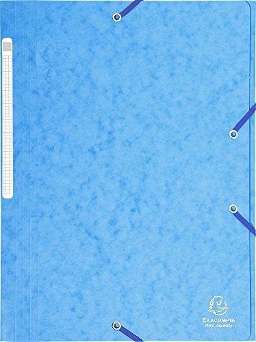 Exacompta 17112H 1 Mappe mit Gummizug Maxi capacity 3 Klappen aus Glanzkarton Maße 24 x 32 cm für Dokumente im Format A4 Farbe Türkis