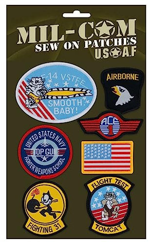 Mil-Com - Set mit Military-Patches zum Aufnähen - Motive inspiriert von der U.S. Air Force