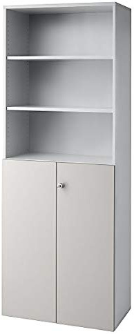 HAMMERBACHER ANNY Kombi-Schrank - 5 Fachböden, 2 Flügeltüren - lichtgrau / lichtgrau | V268T3/5/5/SG