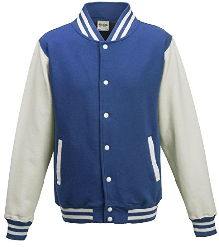 Just Hoods by AWDis Herren Jacke Varsity Jacket, Blau (Royal/White), Medium
