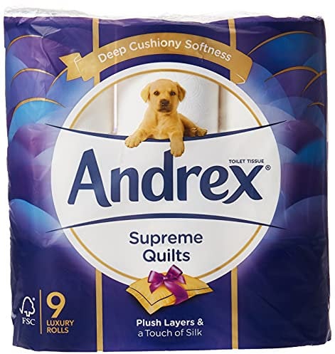 Andrex Quilts Toilet Roll Tissue Paper, 9 Rolls