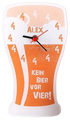 Herz & Heim® Lustige Uhr - Kein Bier vor Vier - mit Namensaufdruck