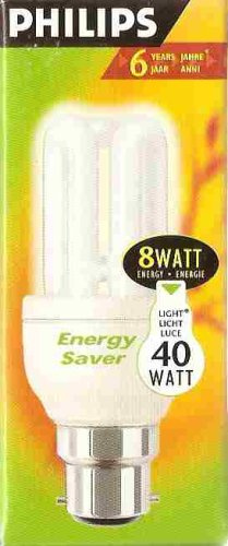 8 Watt (40 Watt equivalent) Philips Genie Energy Saver Light Bulb Bayonet Fitting