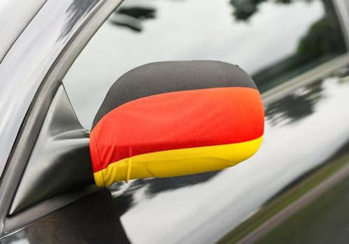 BRUBAKER Autospiegel Flagge Deutschland - Autofahnen für Außenspiegel PKW - 2er Set Spiegel Cover Überzug Deutschlandfahne für WM 2026 - Europameisterschaft Fanartikel - Schwarz Rot Gold