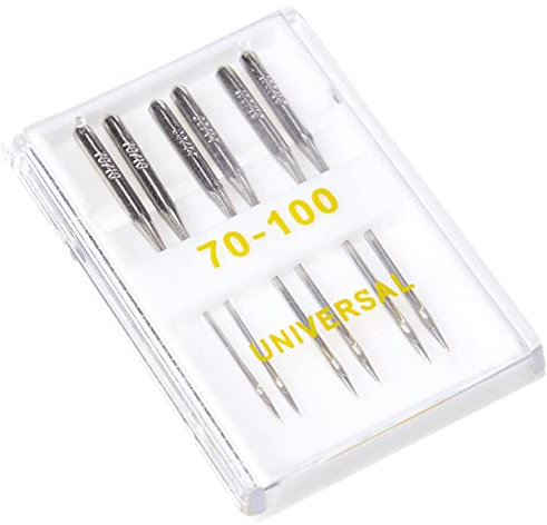 KORBOND 6 Piece Sewing Machine Needle Kit– 3 Sizes – Regular Point – Storage Case – Ideal for Light and Heavy Fabrics – Crafting, Quilting, Dressmaking, Mending, Tailoring, Carbon Steel, Silver