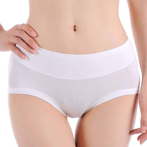 HOEREV Femmes Confort fibre de bambou Brève Panty, lot de 3, 3 White, XL