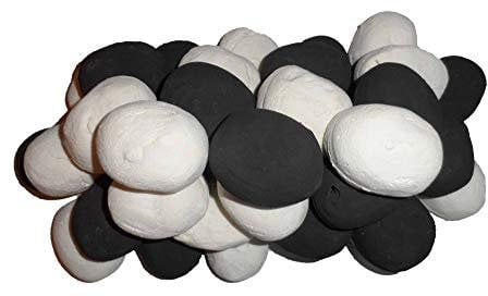 The Stove Wizard Black and White Ceramic Pebbles – 20-Piece Fire Set for LPG, Gas, Electric & Bio Ethanol Fires – 60mm x 40mm x 40mm Heat-Resistant Fuel Effect Stones