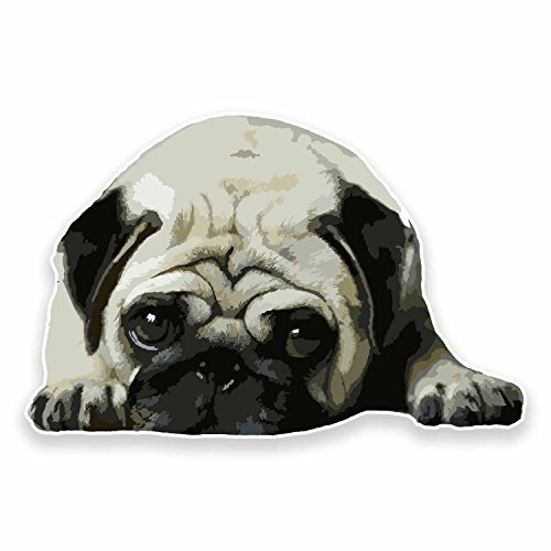 2 x 10 cm niedlicher Mops-Aufkleber für Tablet Laptop Geschenk Tier Tablet Fun #9556 (10 cm breit x 6,5 cm hoch)