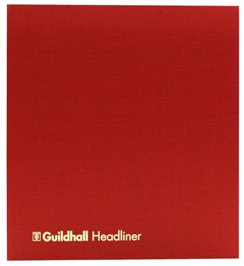 Exacompta - Ref 48/21Z - Guildhall - Headliner Account Book,298x273mm, 21 Cash Column, 80 Pages of 95gsm Ledger Quality Paper, Traditionally Sewn, Case Bound Hardback Burgundy Vinyl Cover